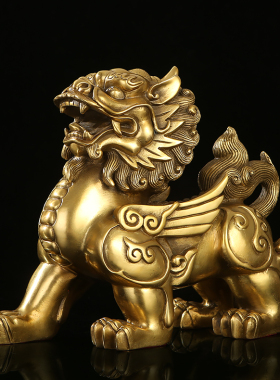 招财铜貔貅摆件一对聚财纯铜貔貅客厅玄关办公室装饰开业礼品