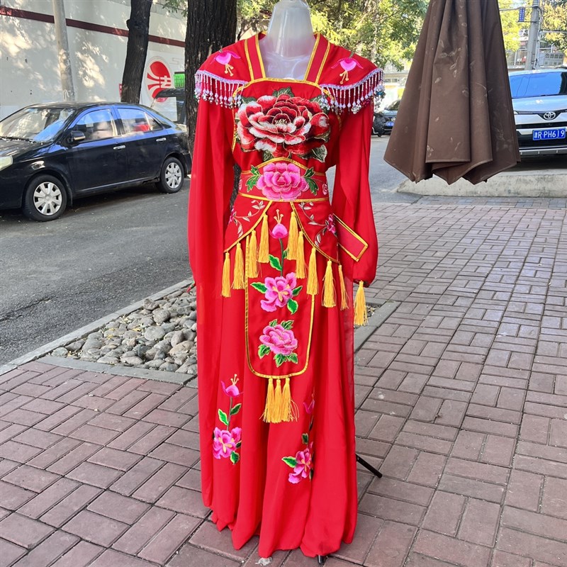 贵妃服雪纺纱大摆小袖配飘带新款云肩I流苏秧歌服二人转表演服装