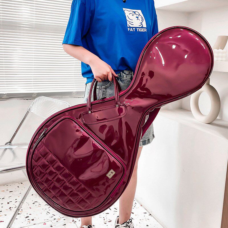 漆皮中阮包加厚可放乐谱双肩便携可背可提防泼水高.档中阮琴包