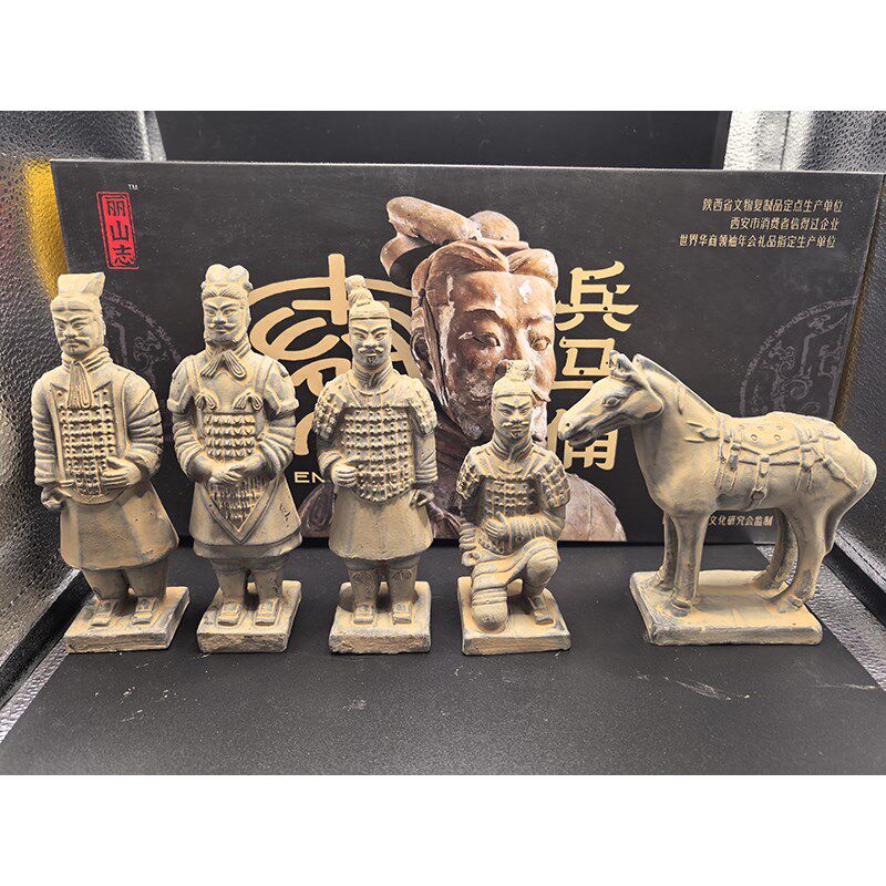 精品黑色陶e俑兵马俑摆件套装西安旅游纪念品陕西特色工艺品陶土