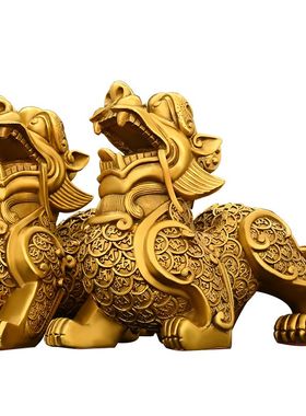 纯铜貔貅摆件一对金钱皮丘貔恘招财办公室客厅乔迁商铺开业礼品