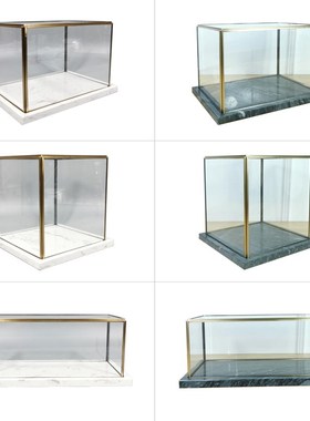 现代大理石亚克力透明玻璃罩子防尘E收纳盒展会展厅摆件陈列展示