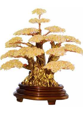 天然黄水晶超大号发财树酒店饭店开业乔迁礼品家居客厅招财大摆件