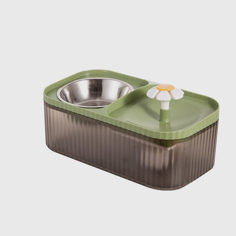 小花自动双碗饮水机饮水器电动高颜值猫食具水具宠物智能喂养设备