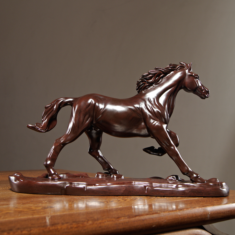 黑檀木马到成功摆件实木质雕刻生肖马工艺品家居办公室装饰工艺品