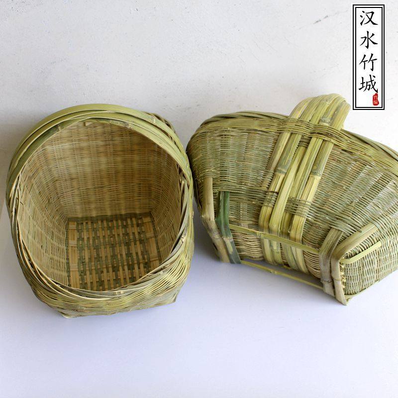 纯手工编制 手提竹篮竹编u菜篮子 环保购物篮收纳筐篮水果篮竹筐
