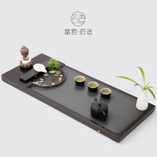 乌金石茶台功夫茶具套装 创意流水茶盘石家用客厅简约大码 石头茶海