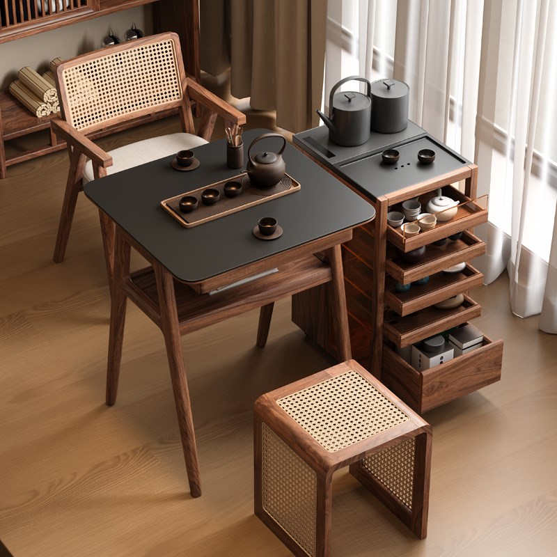 木小咖 阳台茶桌家用小茶台小型休闲客厅实木桌椅组合边几桌