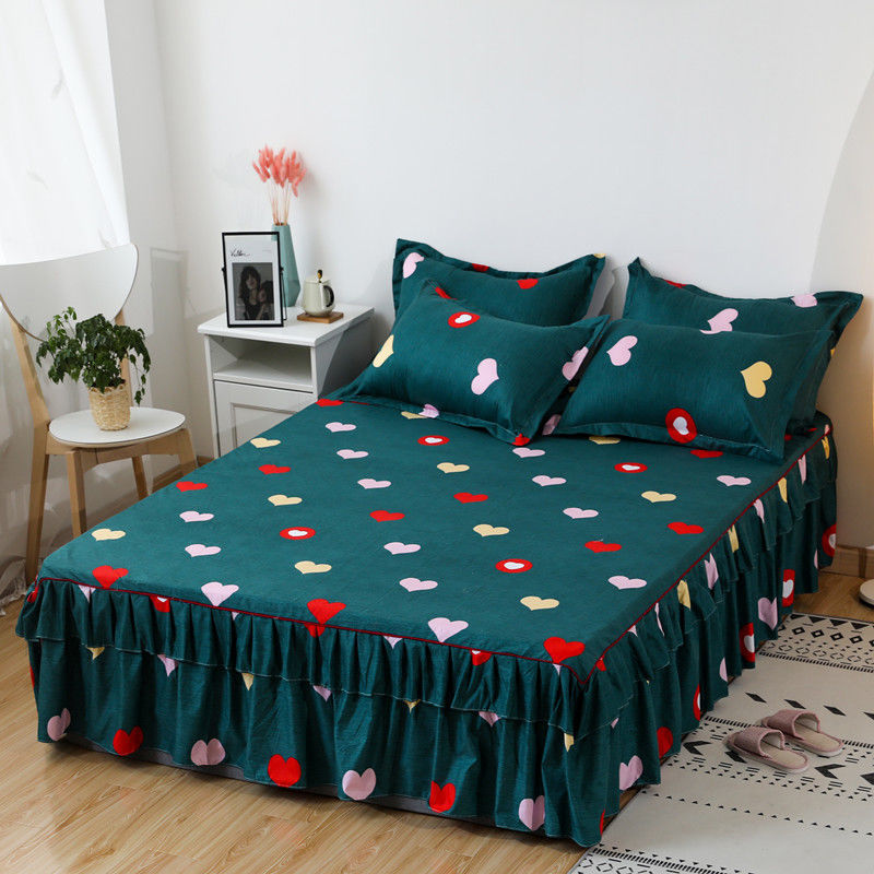 日本进口磨毛床裙三件套