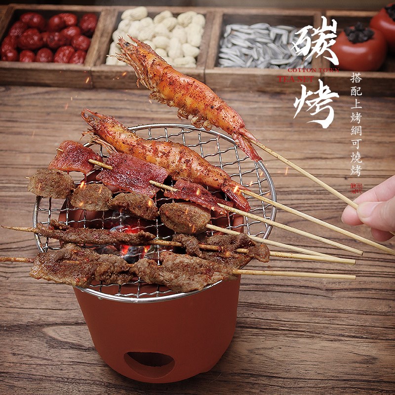 围炉煮茶器具全套中式煮茶壶潮州砂铫壶炭炉茶壶烧碳W电两用型茶