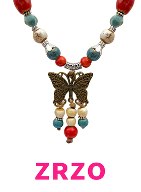 ZRZO禅意彩色陶瓷蝴蝶项链