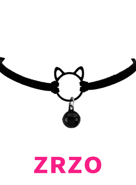 甜酷风黑色铃铛猫咪颈链