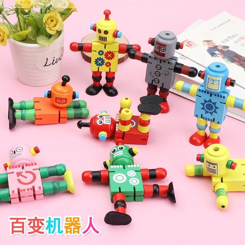 儿童益智玩具魔方变形木质机器人图片