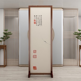 办公室折叠移动 实木屏风隔断简约现代遮挡入户玄关客厅双面新中式