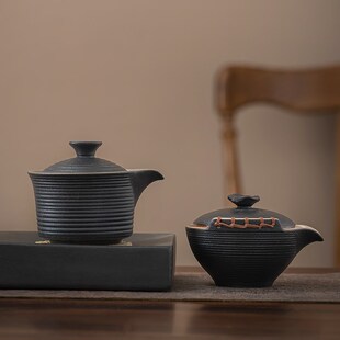 侧把功夫茶具仿古手抓壶 陶瓷茶壶小单壶过滤泡茶器粗陶创意日式