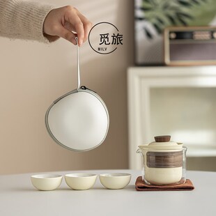 快客杯一壶三杯户外露营喝茶装 轻奢奶油风便携式 备旅行茶具泡茶壶