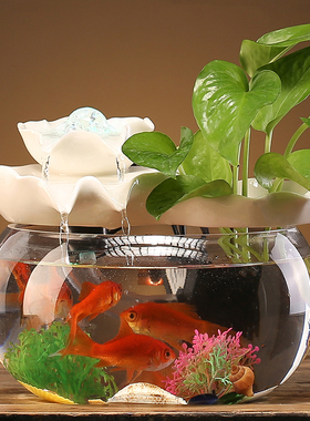 客厅小型循环流水喷泉鱼缸创意桌面假山瀑布家居装饰养鱼送礼摆件