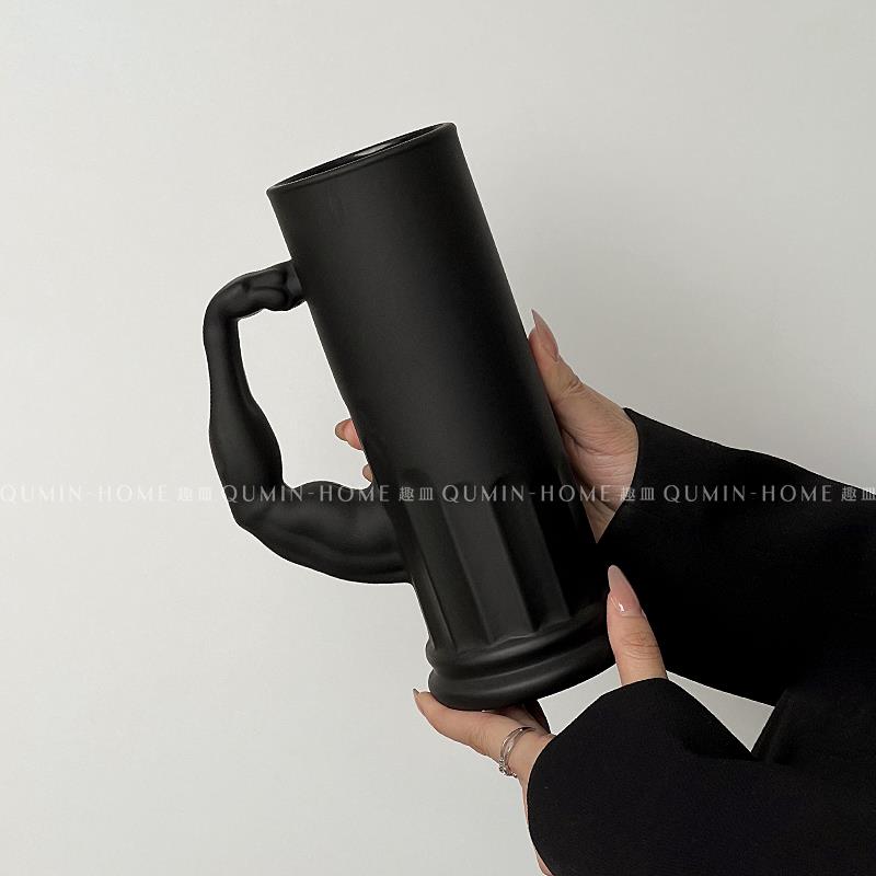 啤酒杯肌肉杯带把精酿扎啤大容量玻璃创意网红啤酒搞怪水杯