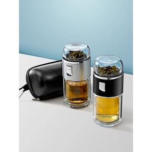 双层迷你玻璃杯茶水分离杯水杯泡茶杯高档便携隔热杯子保温杯 新款