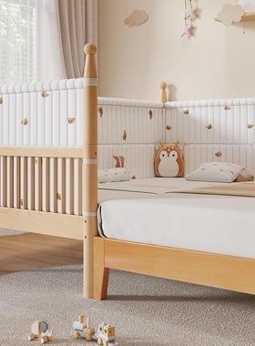 Faroro木梧桐可定做实木榉木拼接床宝宝加宽大床边床加高护栏婴儿