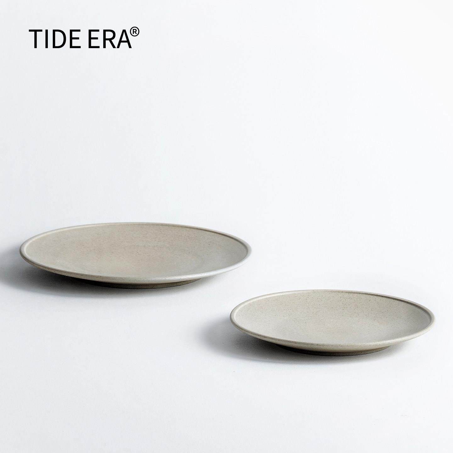 西餐厅意面TIDE ERA原土色西餐牛排盘北欧粗陶平盘餐厅意