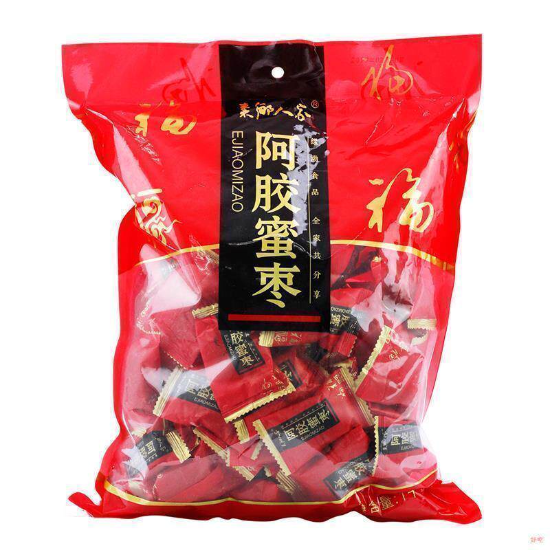 新货东滕枣乡人家 阿胶蜜枣无核红枣1000g山东阿胶枣独立小包装零