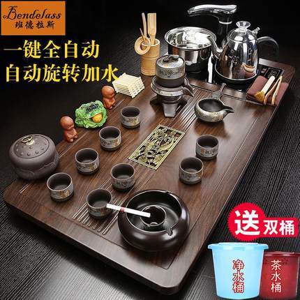 功夫茶具套装2024新款全自动烧水壶一体茶盘家用客厅泡茶茶台整套