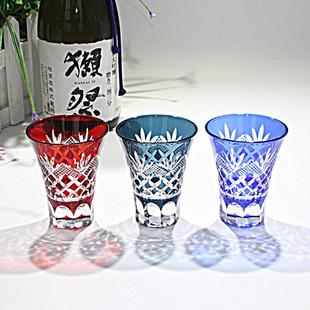 一口杯清酒烈酒玻璃杯手工雕刻江户切子工艺家用礼品源头工厂 日式
