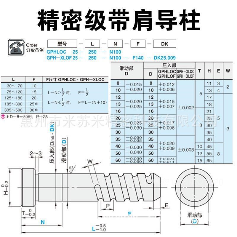 GPHLOC40-260/265/270/275/280/285/290 替米苏米精密级带肩导柱