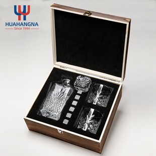 松木做旧冰酒杯包装木盒礼品盒冰酒石收纳盒威士忌酒杯套装木盒