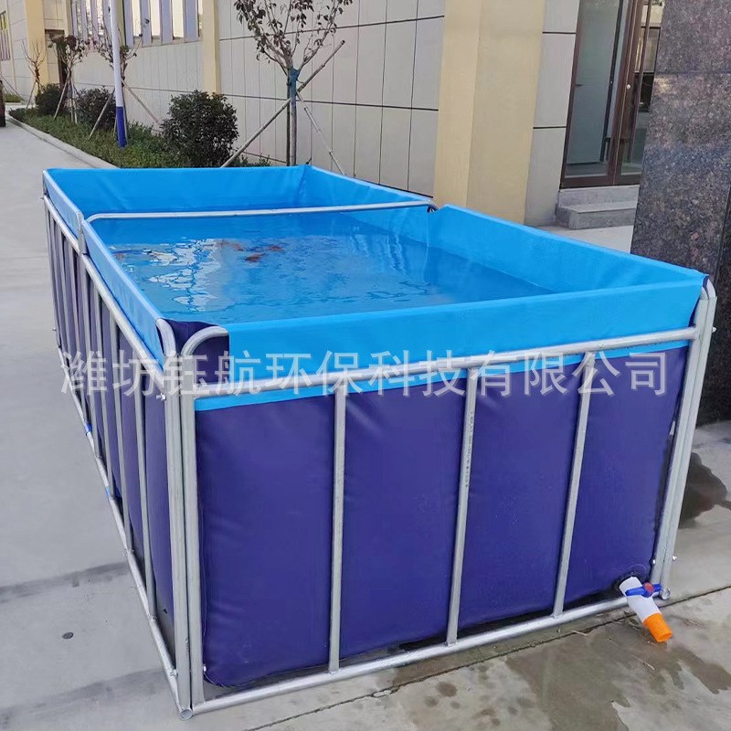 方形防水布鱼池PVC帆布养殖箱防生锈热镀锌钢管支架大型蓄水方池