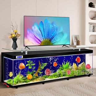 超白玻璃落地家用大型生态水族箱 电视柜茶几一体鱼缸客厅2023新款