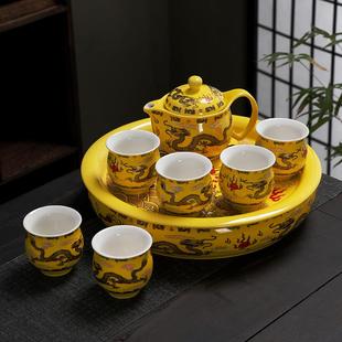 干泡茶盘储水茶台圆形茶具托盘 青花瓷茶盘茶具家用陶瓷茶盘嵌入式