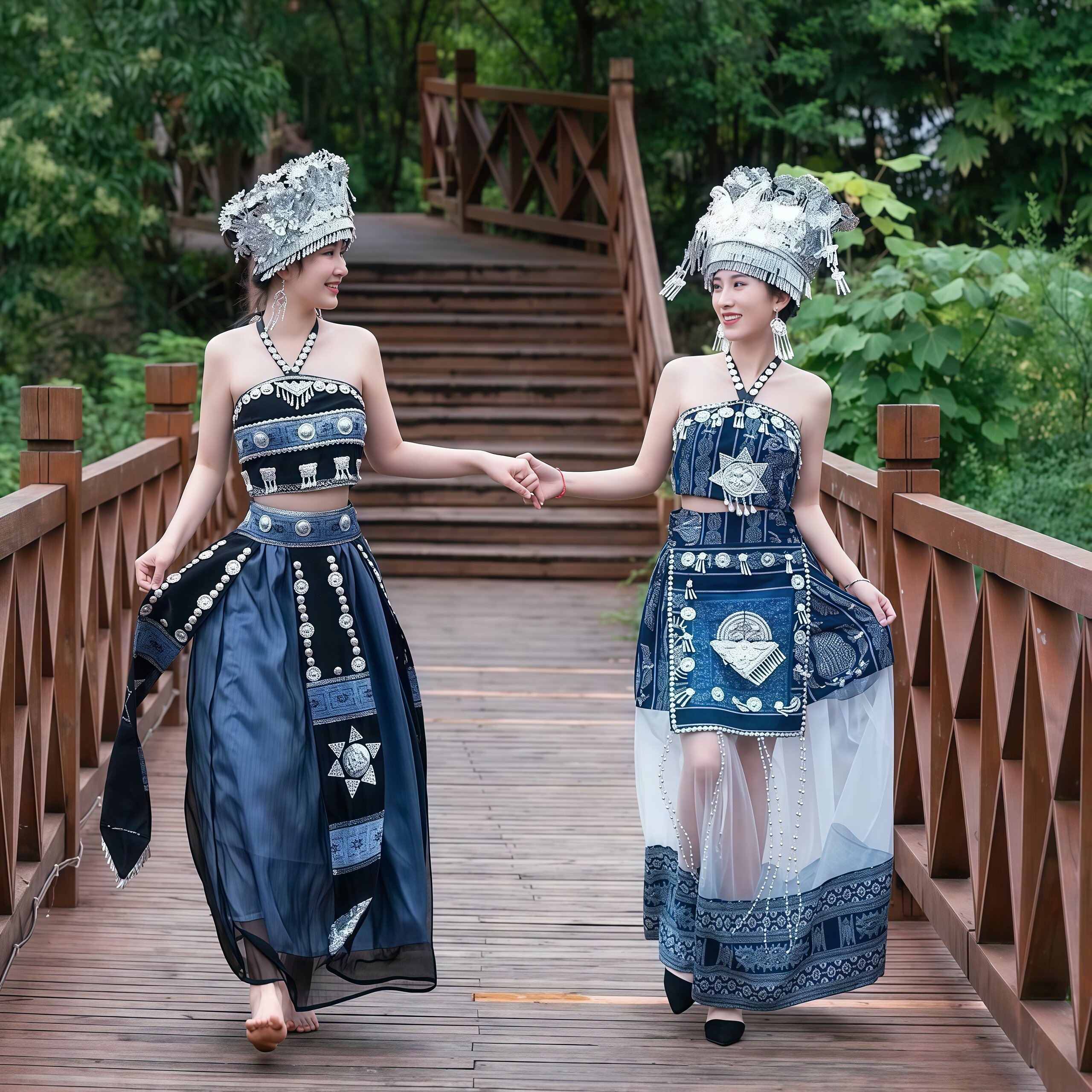 新款少数民族蜡染抹胸挂脖苗疆苗族少女服装特色民族风舞蹈演出服