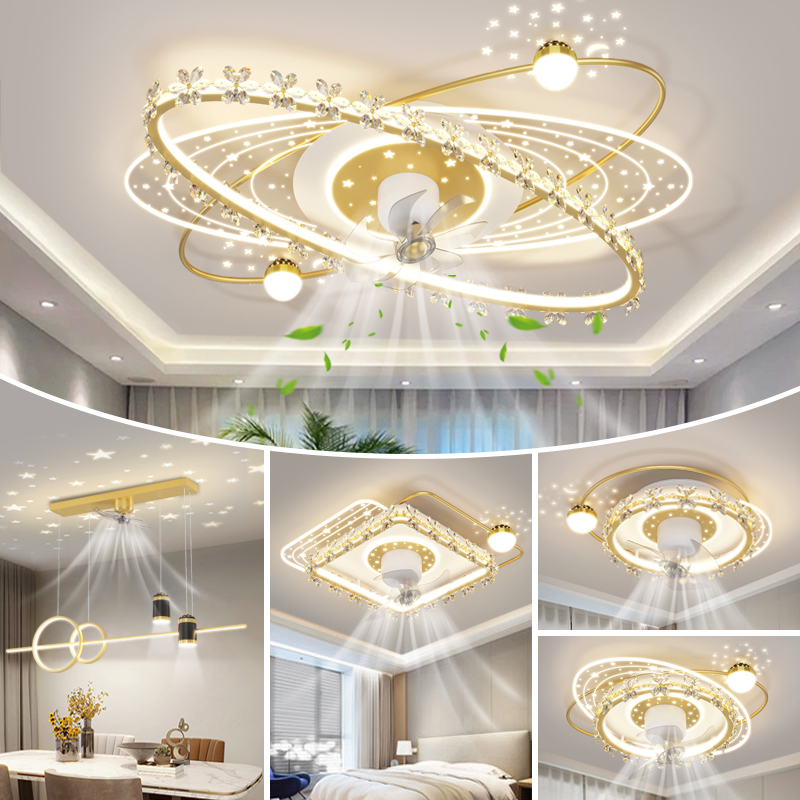 VVS 风扇灯金色客餐厅吸顶灯新款全光谱大灯2025新款全屋灯具套餐