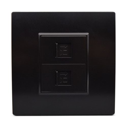 黑色双口六类网络面板86型二位千兆信息电脑插2个CAT6网线口插座