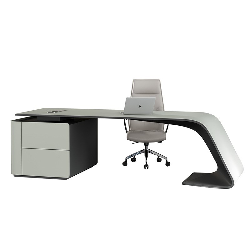 烤漆轻奢老板桌大班台简约经理桌椅组合工厂办公室家具总裁主管桌