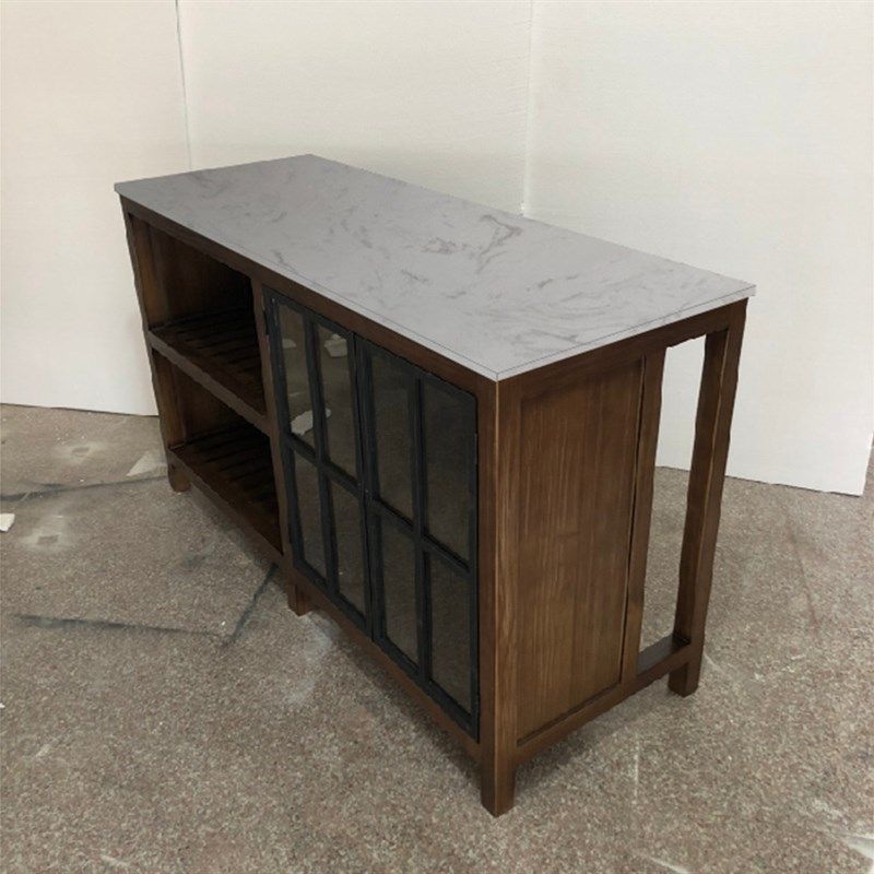 厨房中岛台料理台操作台餐桌开放式吧台复古实木客厅餐边柜储物柜