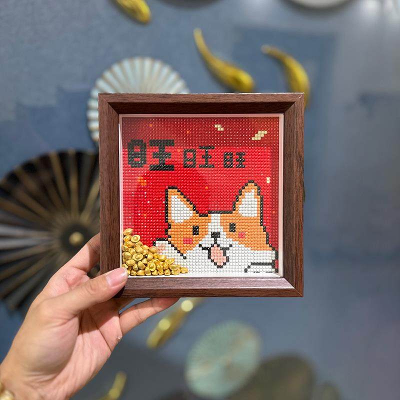 真玻璃 送元宝钻石画2025旺旺旺手工DIY钻石贴柯基新手新款钻石绣,居家布艺,钻石绣,淘宝优惠券,粉丝福利购,淘宝优惠卷