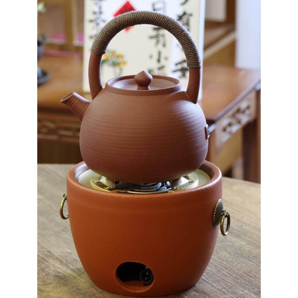 侧把家用纯手拉煮茶提梁烧水壶户外养生泡茶红朱泥小火炭炉陶壶,餐饮具,茶壶,淘宝优惠券,粉丝福利购,淘宝优惠卷