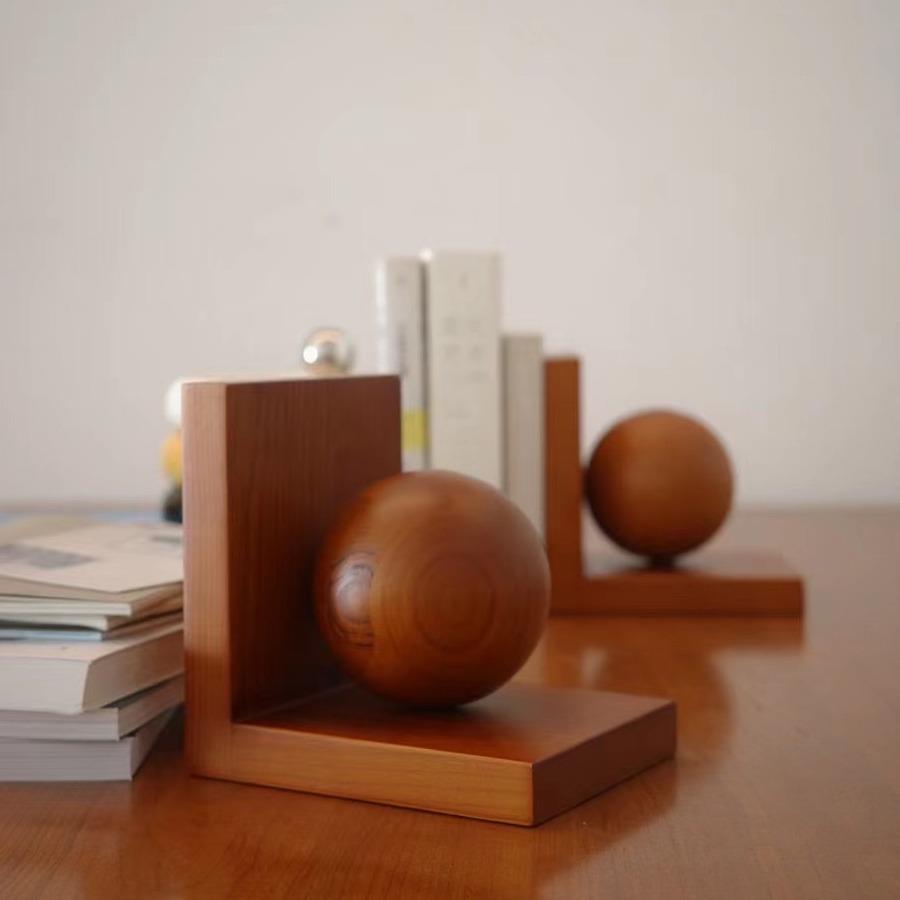 野木扶疏 mcm樱桃木实木质中古古典竖板书立书挡书架客厅书房摆件