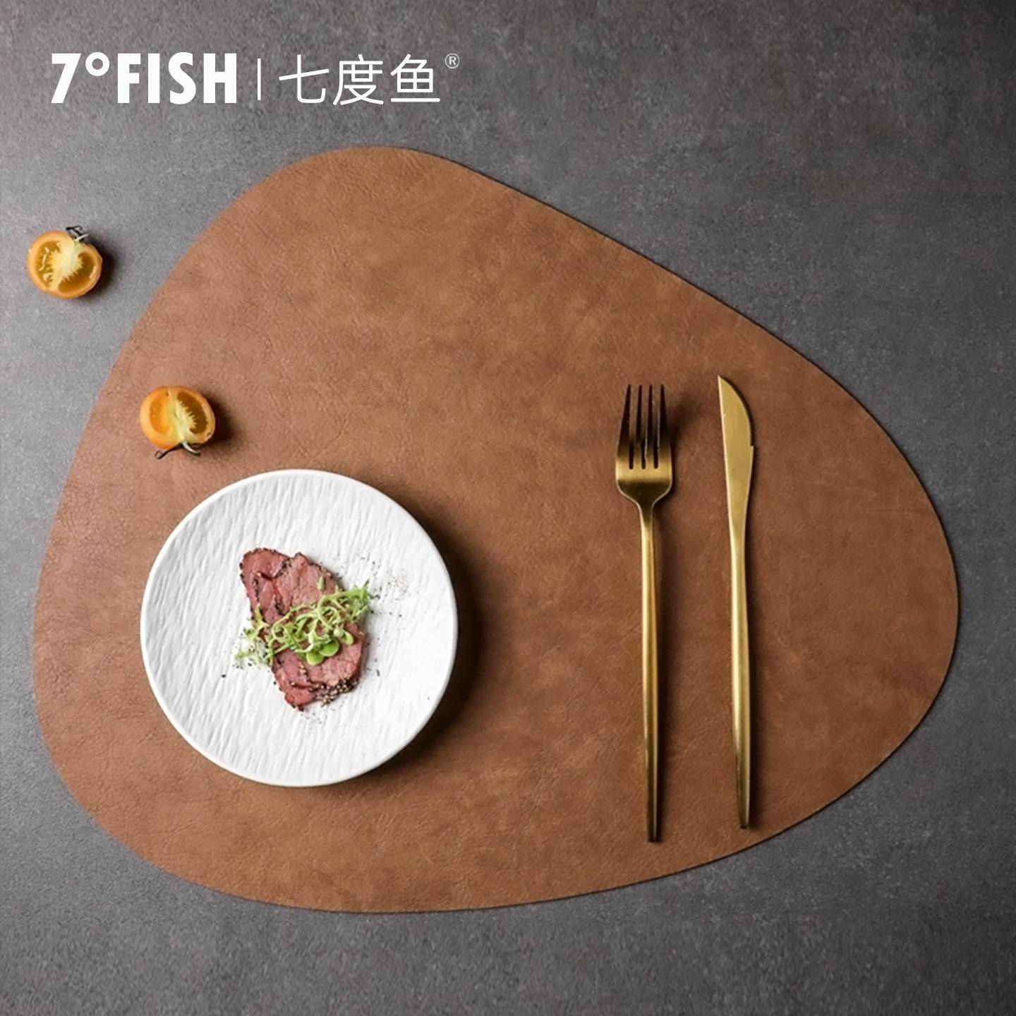 牛皮纹双面皮革餐垫茶杯垫防水防油餐桌垫西餐厅隔热垫餐碗垫杯垫