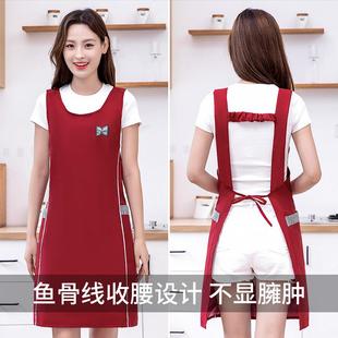 时尚 围裙家用厨房女防水防油餐饮专用定制logo印字工作围腰 坎肩式