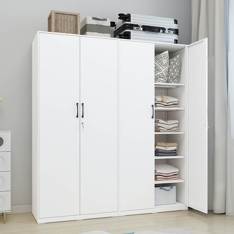 菲利特家用卧室环保衣柜铁皮柜儿童双开门大衣橱阳台储物收纳柜子