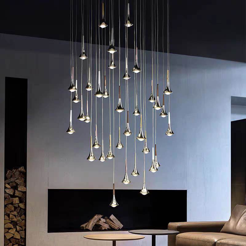 意大利Studio Rain挑空别墅客厅吊灯设计师loft复式楼梯间小吊灯