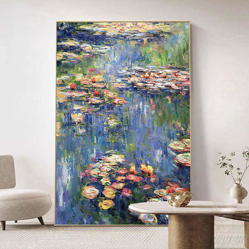 莫奈装饰画 画睡莲油画 画玄关挂画 画日出印象走廊过道壁画 画世