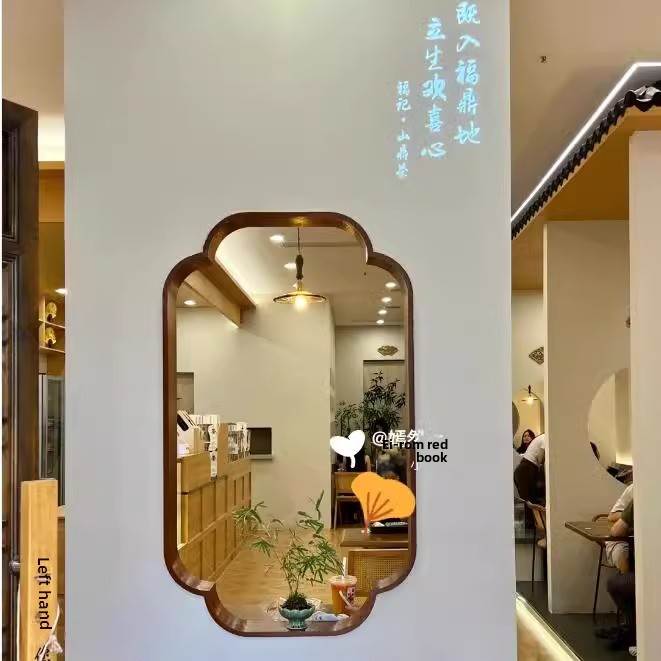 实木覆古小轩窗宋风美学茶室墙面装饰新中式风格客厅屏风入口入口