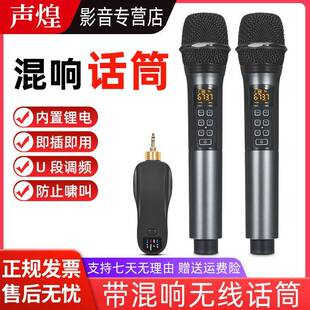 Q60无线话筒一拖二家用K歌演唱混响音箱带蓝牙充电动圈声卡麦克风