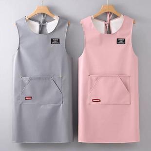 简约PU软皮防水防油坎肩式 围裙厨房饭店餐饮专用定制logo印字围腰