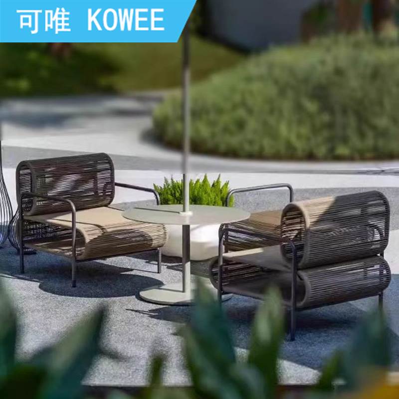 户外沙发藤编庭院酒店民宿露阳台藤椅茶几组合休闲架空层防水家具